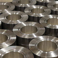 Eleven journal bearings after being machined.